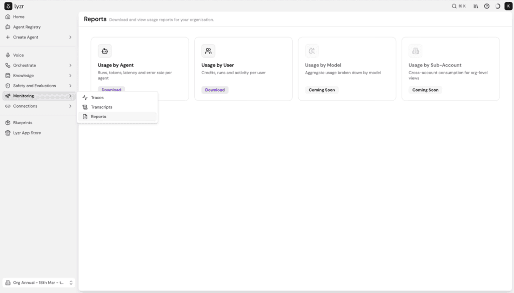 Reports by Lyzr: Get Complete Visibility into AI Agent Usage 1 image 4